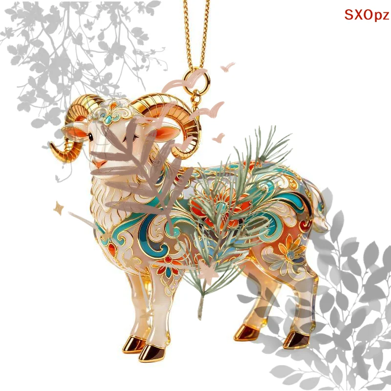 Acrylic Chinese Zodiac Goat Hanging: Ornament Auspicious Design Spring Festival New Year Home Decoration