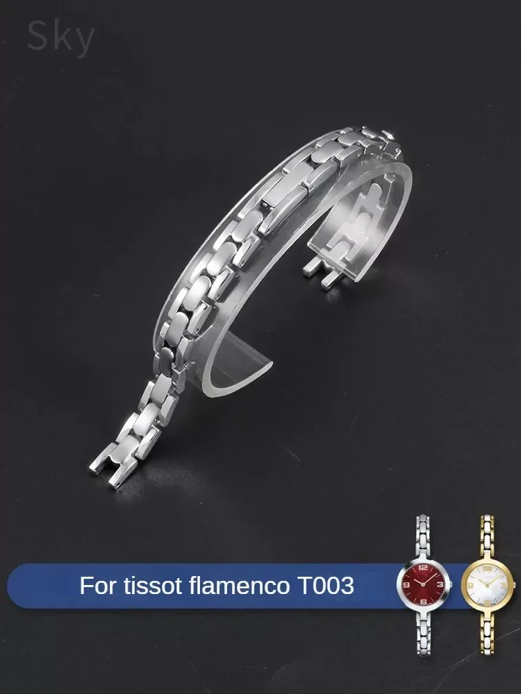 For Tissot Flamenco Comfortable Watch Strap Female T003 Silver 8mm T009a Original Replace Solid Stainless Steel Watchband