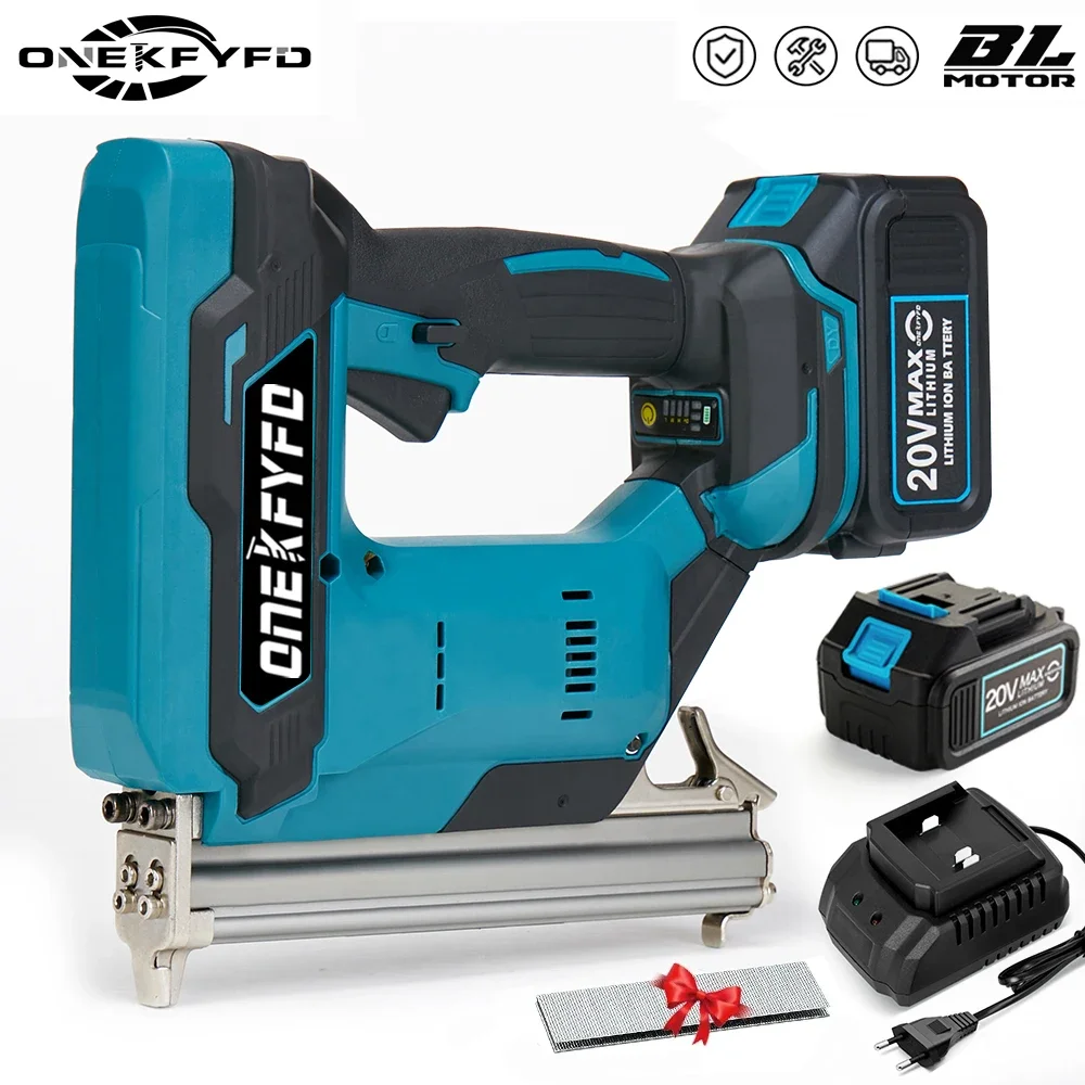 

Brushless 422J U Staples Electric Nail Gun Lithium Battery Rechargeable Stapler Nailer Woodworking Tools For Makita 18V Battery