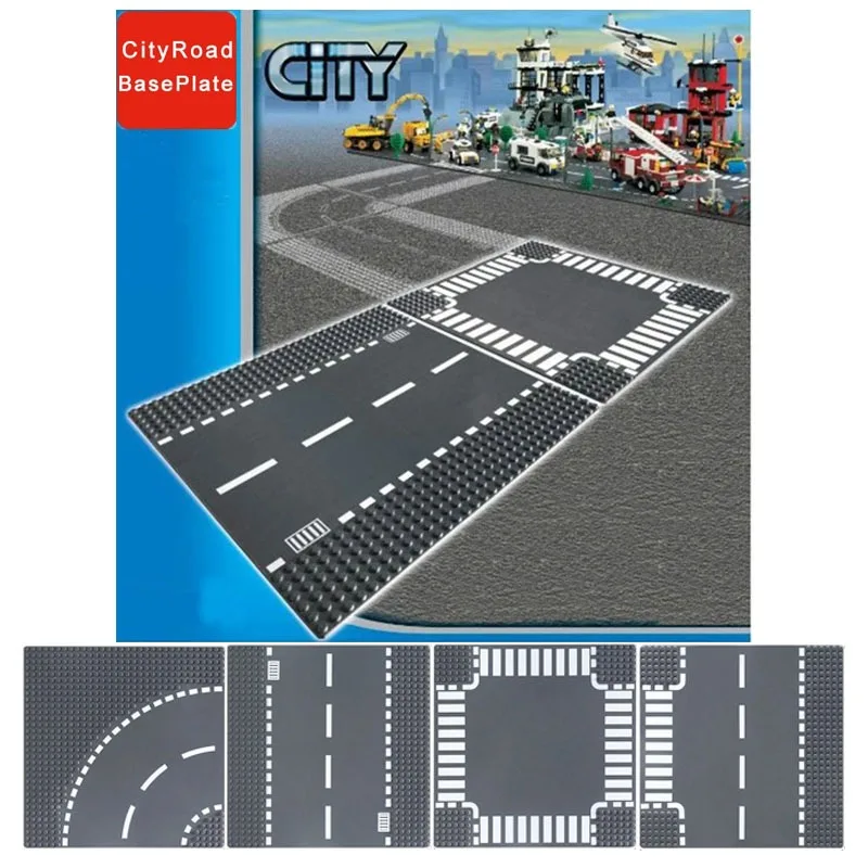 Classic Building Blocks Base Plate City Street View Traffic Road Figures Construction Toys Bricks Plastic Parts Base Plate Gifts