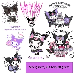 Sanrio Kuromi Patches Clothing Heat Transfer Stickers Anime Printed T-Shirt Ironing Patch Decals Stickers Boys Girls DIY Clothes