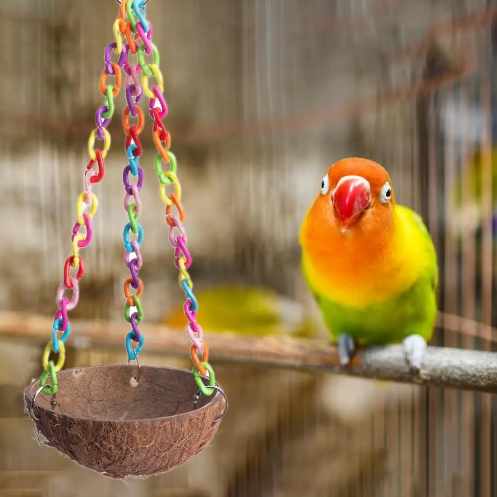 Coconut Shell  Convenient Natural Style Multicolor Chains Hamster Nest Durable Parrot Cage Wear-resistant   for Home