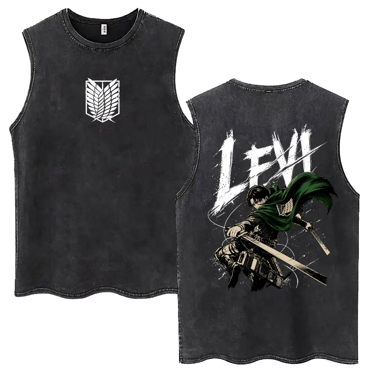 Anime Attack on Titan Mikasa Ackerman Vintage Washed Tank Tops Cartoon Manga Merch Sleeveless Vest
