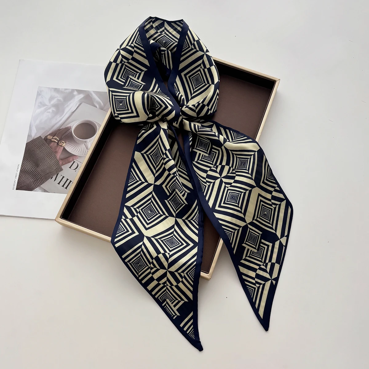 Long Ribbon Scarf Women Luxury Print Neckerchief Hair Band Bags Scarves Tie Neck Fashion Wrist Belt