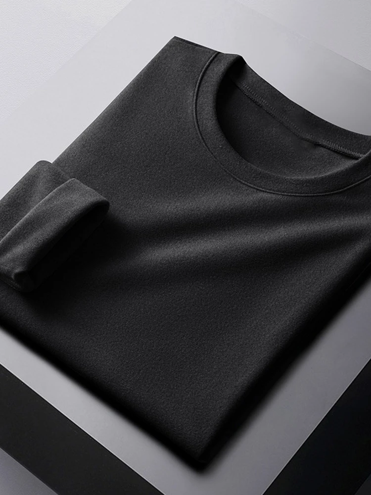 

Double-Sided Fce Long Sve T-irt Men's Loose Casual Pure Color Winter Base irt Autumn B279 Youth Wear Comfortable