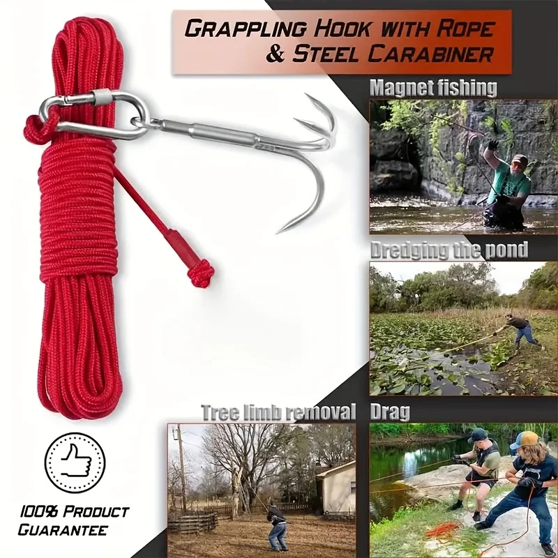 2pcs Magnetic Fishing Rope, Braided Rope with Buckle, Nylon Anchor Rope, Clothesline, Anchor, Cargo Lashing Rope, Tow Rope