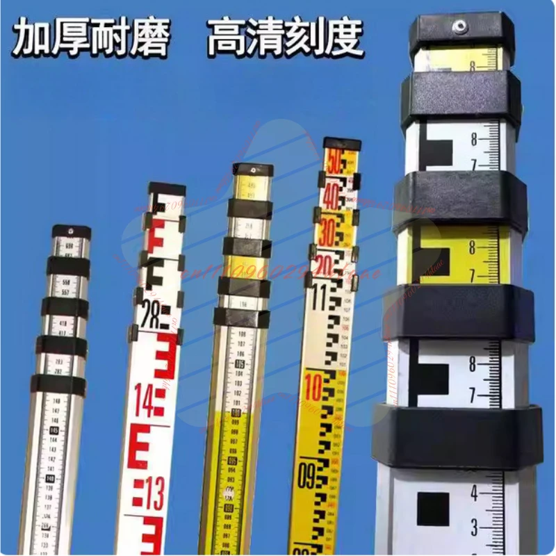 Tower Ruler 5-meter Aluminum Alloy Level, 7-3 Telescopic Measuring Ruler Pole Scale