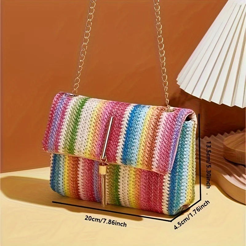 A fashionable tassel hardware accessory, colorful single shoulder diagonal cross bag, makeup bag, phone bag