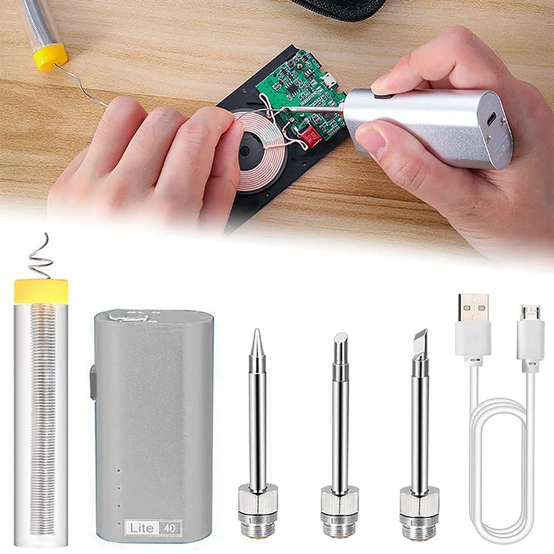 

Mini Wireless Electric Soldering Irons 40W Portable USB Rchargable High-power Outdoor Soldering Iron Tools with 3pcs Tips