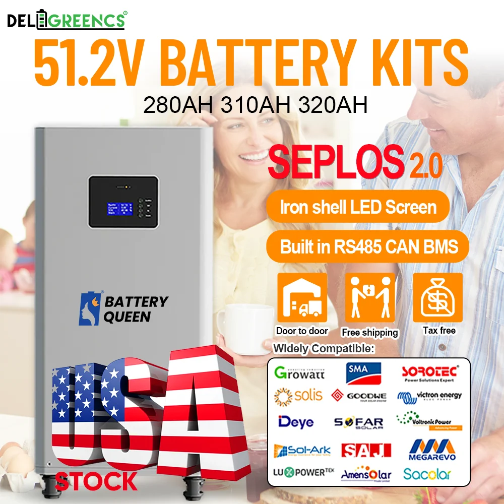 

US 2.0 Seplos BMS Lifepo4 Battery Kits Stand With 51.2V 280AH 310AH 320AH Lifepo4 For Solar Batteries Storage Free Shipping