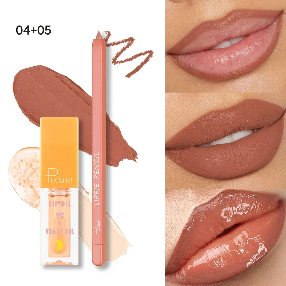 Set di lucidalabbra idratanti naturali opache da 2 pezzi + set di matite per labbra, idratazione a lunga durata e facile da applicare, una varietà di tonalità di bacche