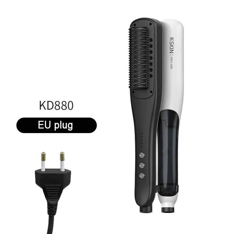 Negatieve Ionen Stoom Stijltang Borstel Styling Kam 2In1 Rechttrekken Krultang Snelle Verwarming Keramische Verbrandingsbeveiliging Platte Steampod