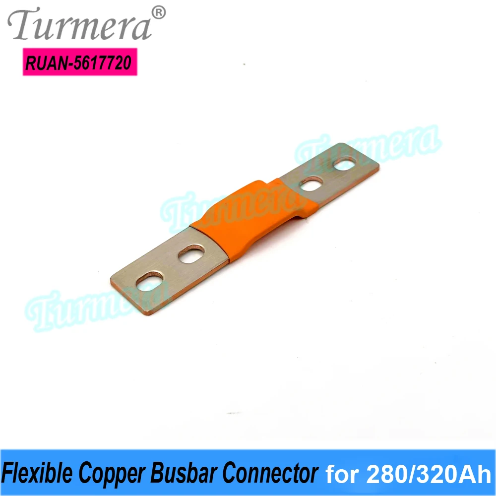 Turmera 12V Lifepo4 Battery Flexible Busbar Copper Connecter Hole to Hole 56mm 2mm 400A for 280Ah 320Ah Lifepo4 Battery 10Piece