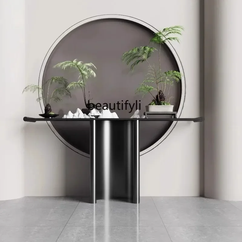 Entrance platform light luxury against the wall modern simple aisle ultra-narrow entrance cabinet Chinese style