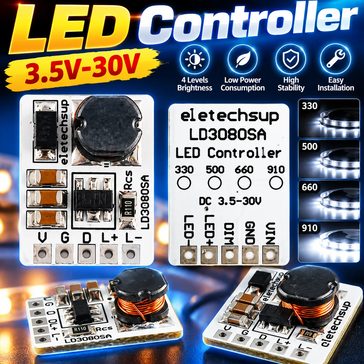High-Efficiency 20W LED Driver Module with PWM Control for Flashlights and Emergency Lights