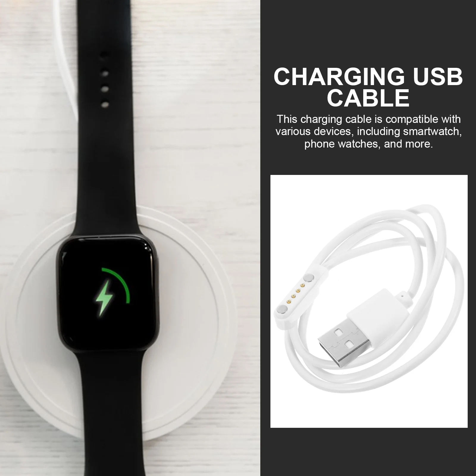 

4 Pin Magnetic Charging Cable for Smartwatch Sturdy ABS Copper Fast USB Compact Portable Travel