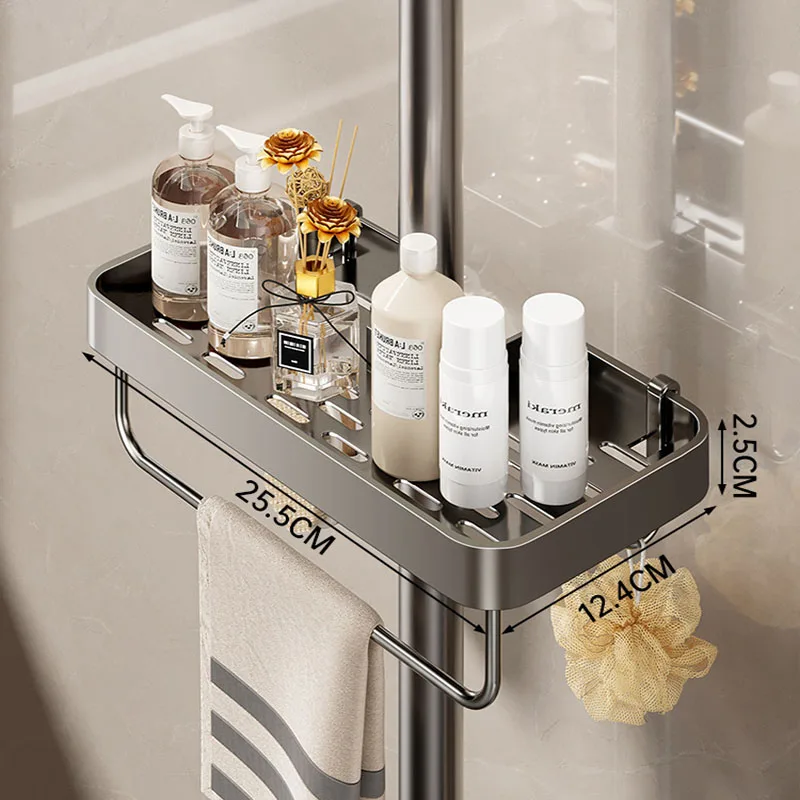 Aluminum alloy shower caddy shelf for shower pole