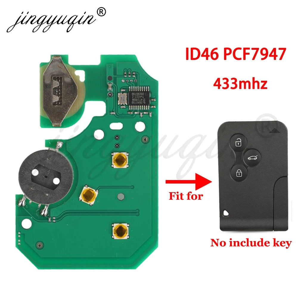 jingyuqin 3 Button Smart Key Card Circuit Board 434Mhz ID46 PCF7947 Chip For Renault Clio Logan Megane 2 3 Scenic Remote PCB