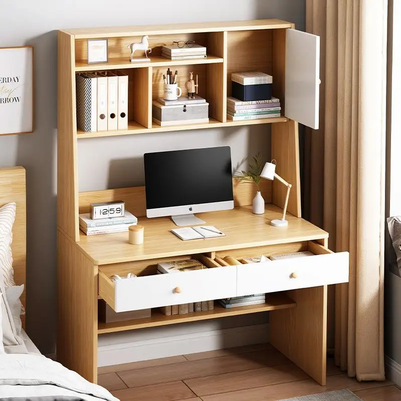Desk bookshelf integrated table desktop computer desk small apartment simple household student