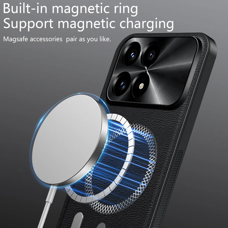 Etui na Xiaomi Poco F9 Ultra F8 Pro 5G Redmi K90 z funkcją MagSafe, luksusowe, skórzane, matowe, silikonowe, ochronne. — zdjęcie produktu 3