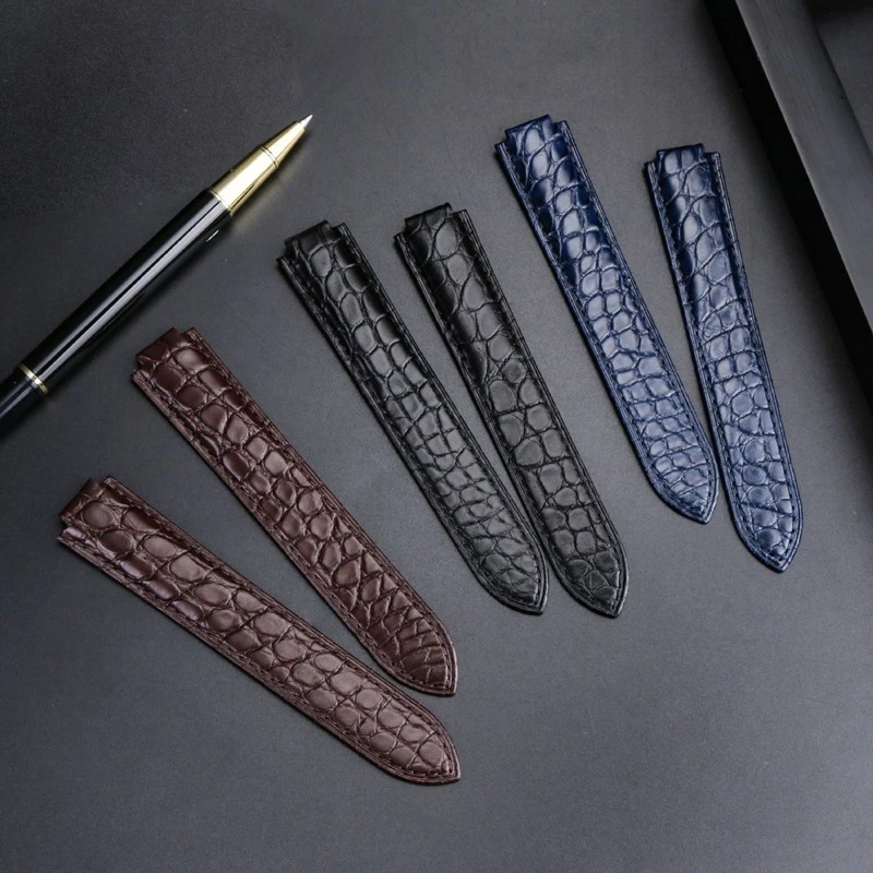 

14-8mm 16-8mm 18-11mm 20-12mm 22-14mm Genuine Alligator Leather Watch Band for Cartier Blue Balloon, Luxury Crocodile Strap