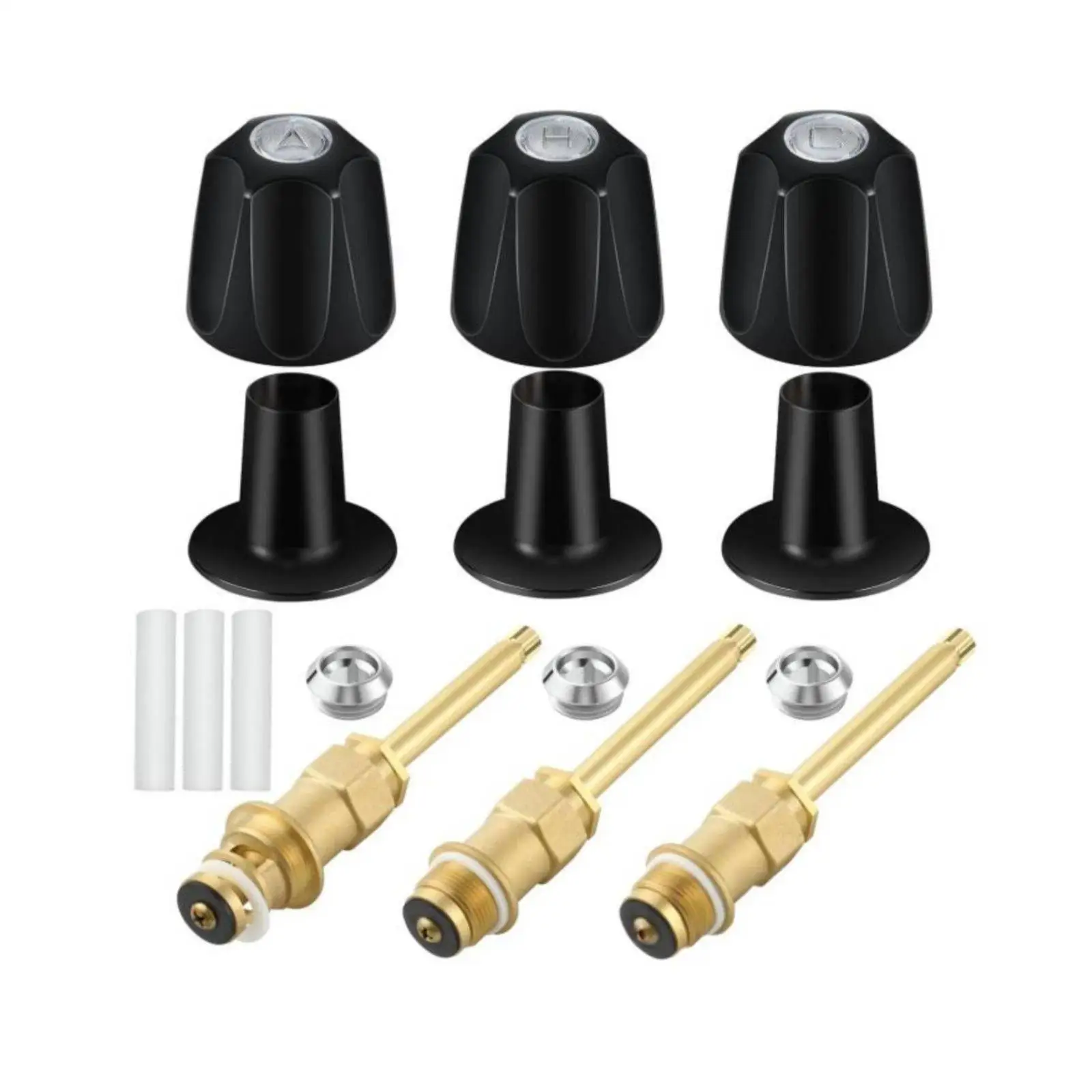 Three Handle Faucet Rebuild Kit Easy to Install 3-Handle Tub Shower Trim Brass