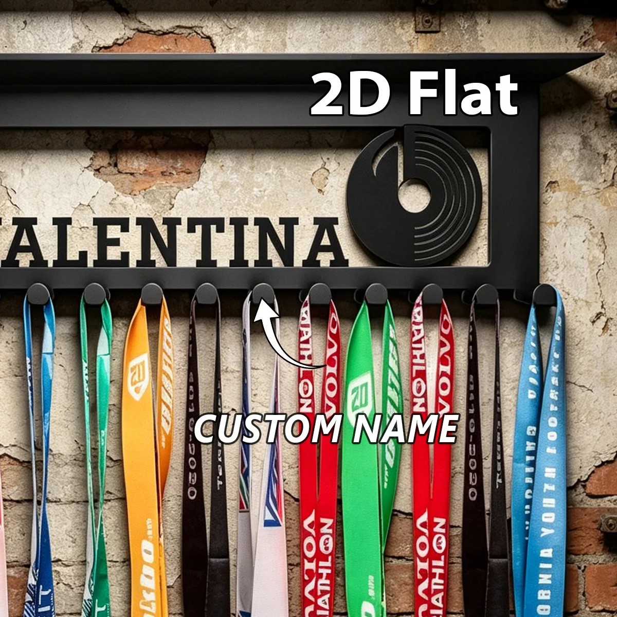 1Pc Custom gramophone Metal Medal Holder Rack,Hang Metal Wall Art,Home Decor Sports Award rack storage rack,Birthday Gift