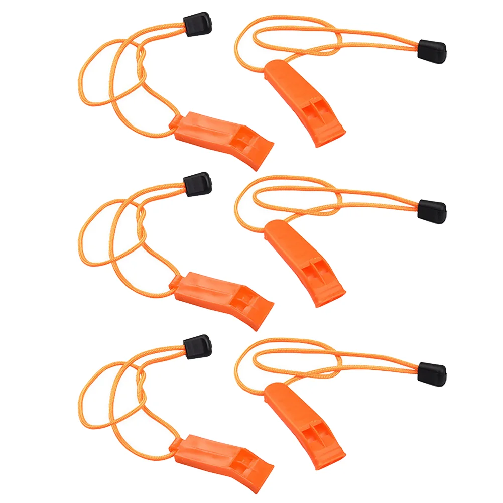 6 Pcs Survival Whistle with Lanyards Hanging Portable Sports Accessory Referee Pp Plastic Polyester Emergency Outdoor