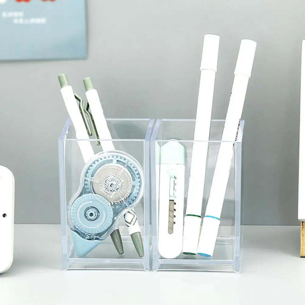 Portalápices transparente de estilo Simple, contenedor ligero para brochas de maquillaje, suministros para el hogar de gran capacidad