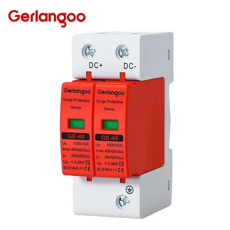 

2P 20KA 40KA DC SPD устройство защиты от перенапряжения 500 В 600 В 800 В 1000 В защита от напряжения солнечный фотоэлектрический грозозащитный разрядник