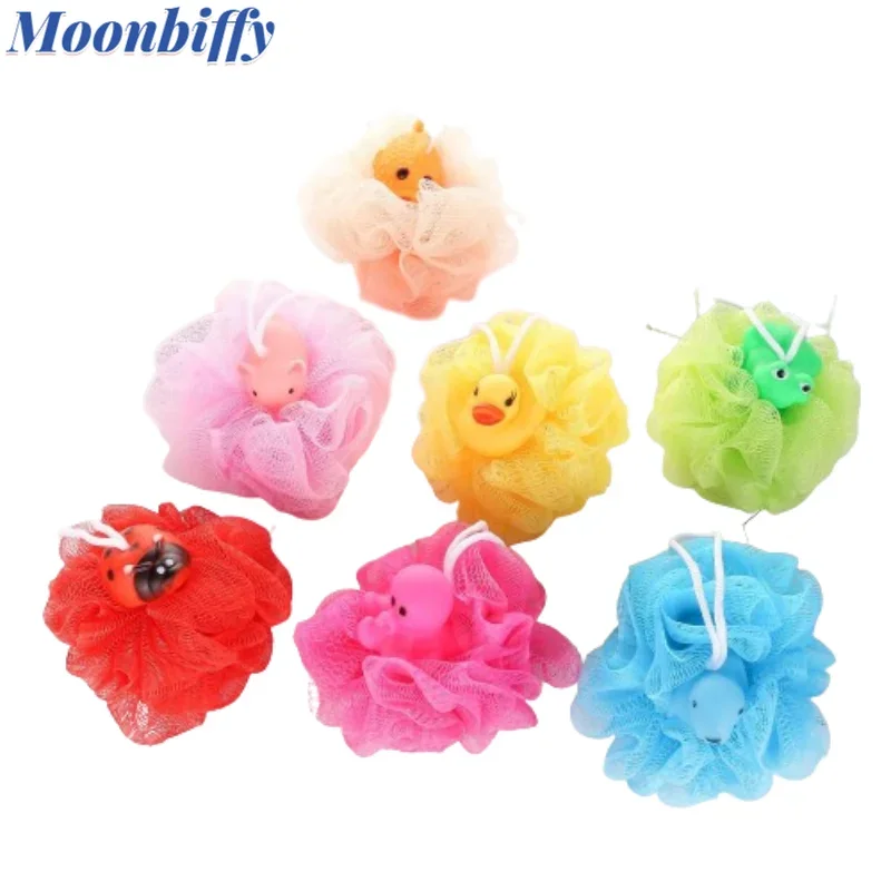 Kids Soft Bath Ball Baby Bath BrushesCartoon Animal Exfoliating Body Bath Ball  Children Washing Flower Bubble Kids Tools Color