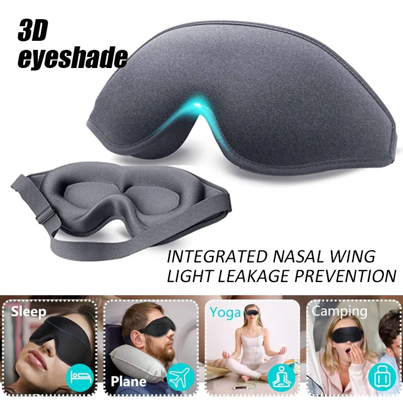Camping-Schlafmaske, 3D-Tiefkontur-Augenabdeckungen zum Schlafen, Körbchen, Augenbinde mit verstellbarem Riemen zum Schlafen, Yoga, Reisen