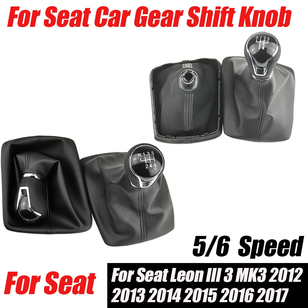 يصلح لمقعد ليون 5 أبواب 2012- 2020 لسيارة ليون III 3 MK3 12-17 تصفيف السيارة 5/6 سرعة والعتاد عصا التحول المقبض مستوى التمهيد الجلدي #6
