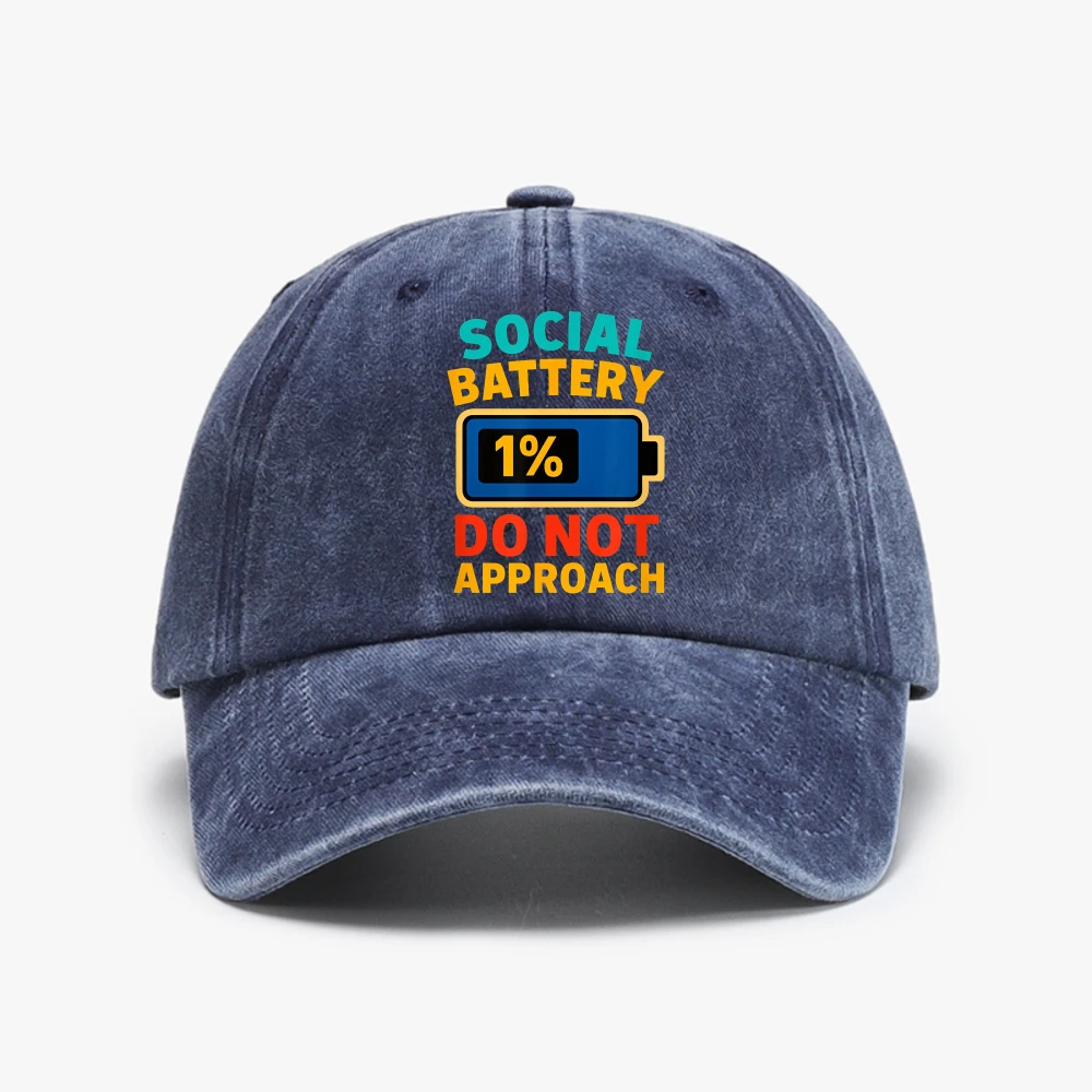 Funny Social Battery 1 Do Not Approach Creativity Baseball Cap Men Women Adjustable Soft Top Golf hat