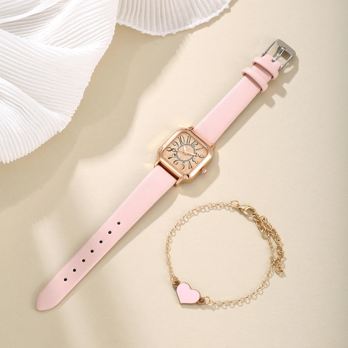 طقم ساعات نسائي بسيط ومتوافق تمامًا مع قطعتين للارتداء اليومي #2