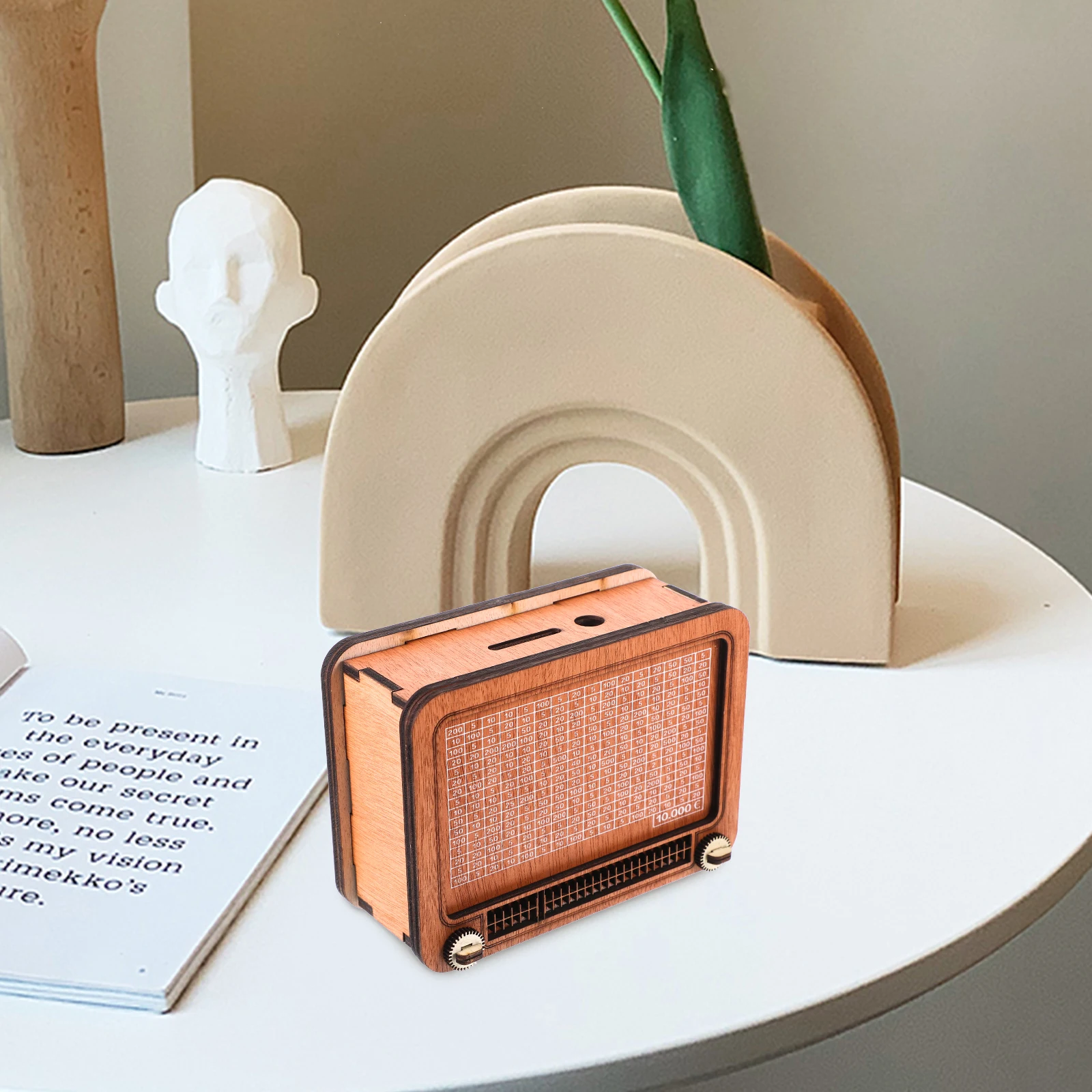 

Wooden Money Box Counter Kids Coin Bank Radio Shape Piggy Bank Crafts Children Gift Home Decor Savings Container
