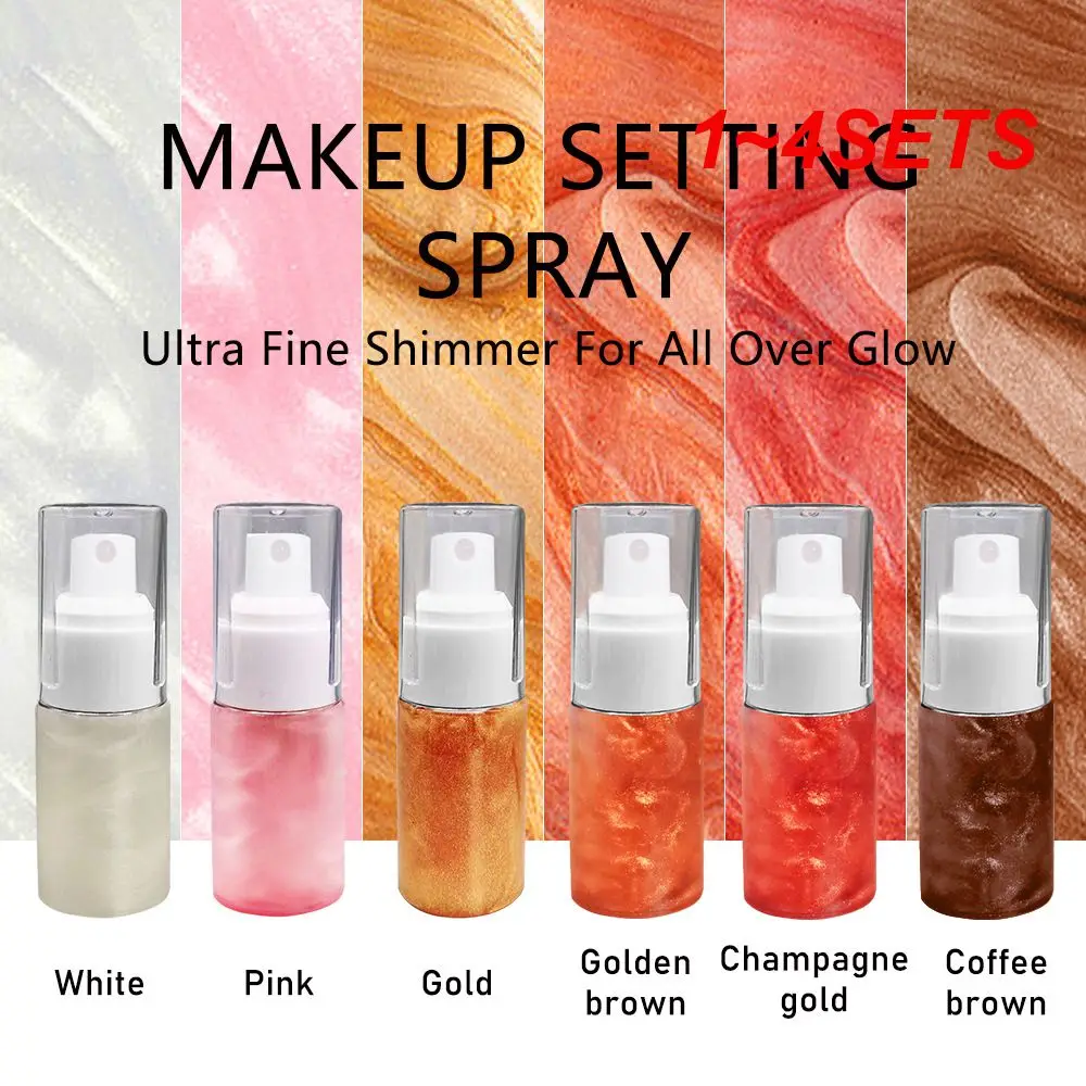 1~4SETS Make Up Fixer Face Body Glitter Quicksand Face Body Highlight Cosmetics Makeup Setting Spray Long Lasting