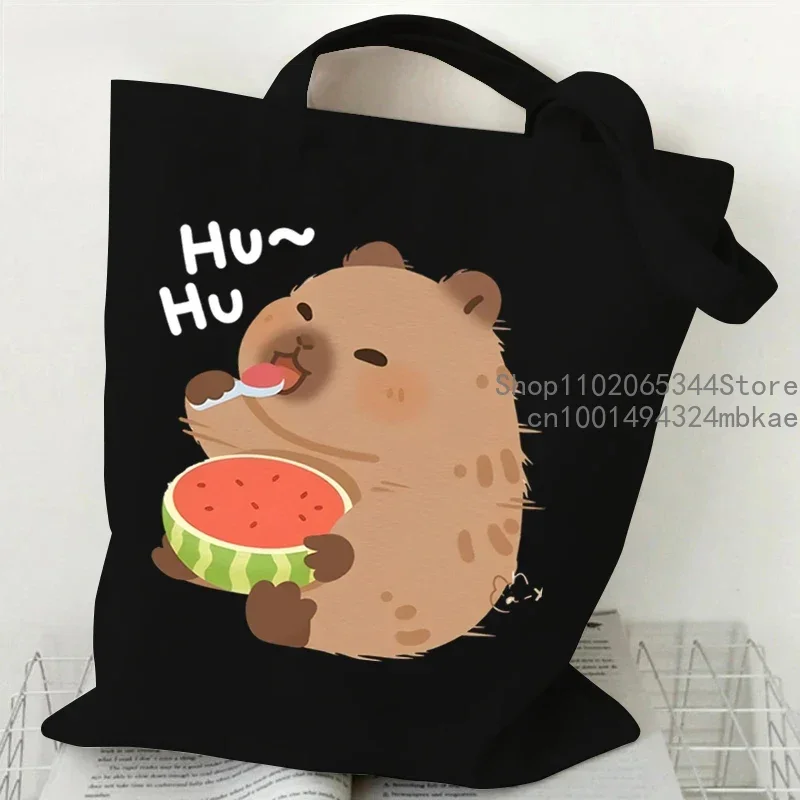 Cute Cartoon Capybara Print Canvas Bag Women\'s Shoulder Bag Kawaii Capybara Shopping Shopper Ladies Hand Bags Capybaras Tote Bag