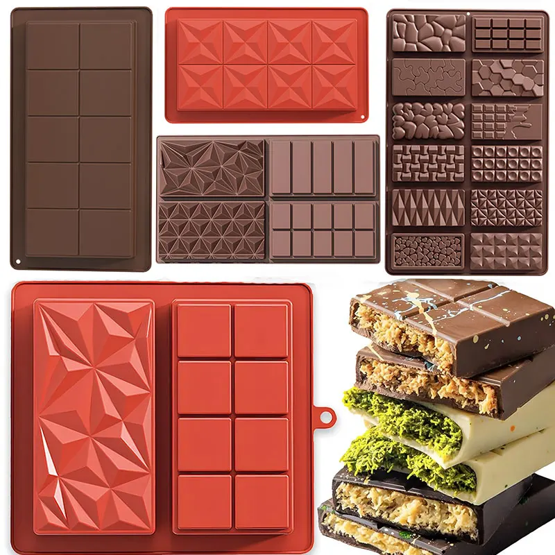 

Chocolate Bar Molds Silicone Bars Break Apart Wax Melt Mould Easy Release Rectangle Durable for Protein and Energy Handmade Gift