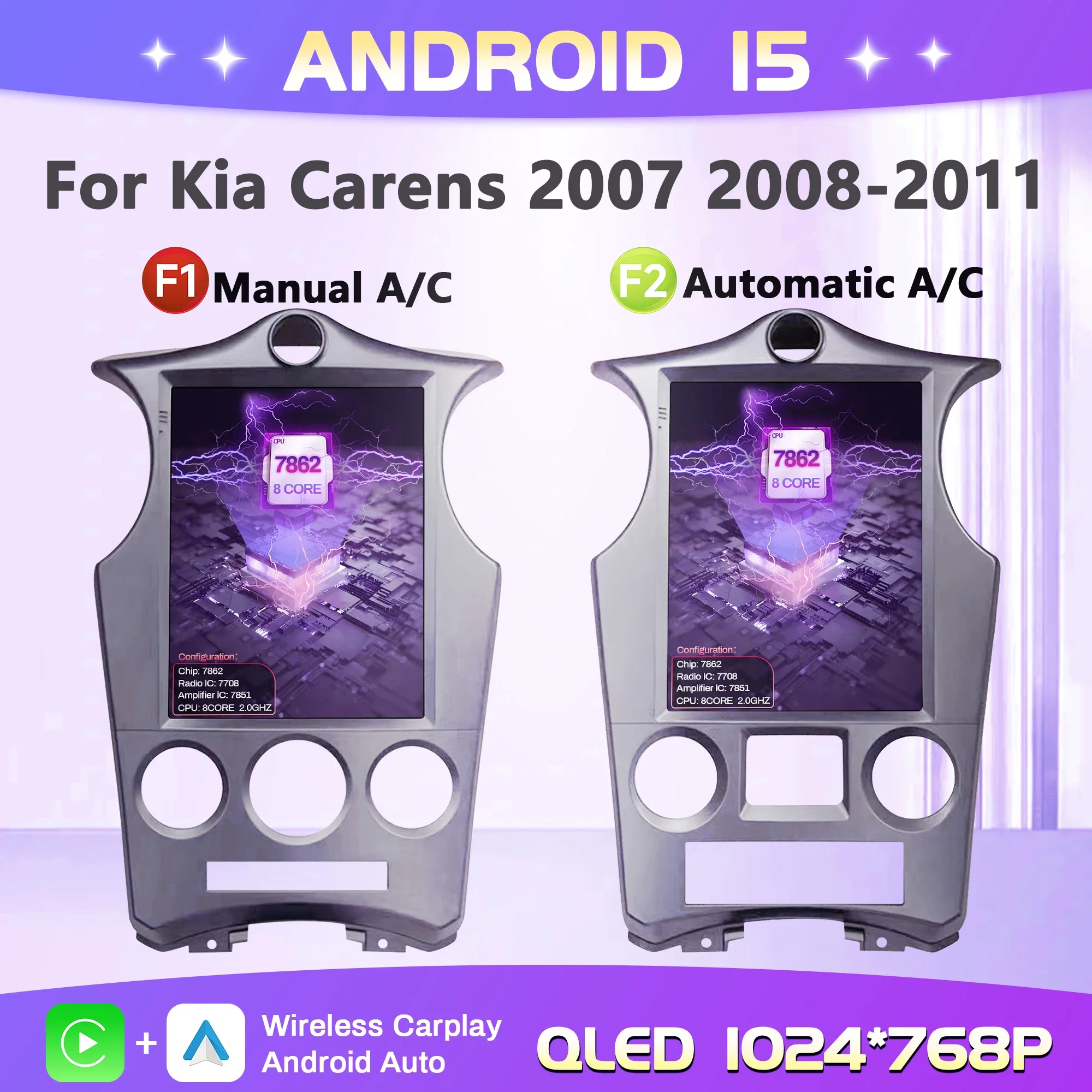 

9.7inch Android 15 For Kia Carens 2007 2008-2011 Car Radio Multimedia Navigation 4G GPS Wireless Carplay Screen