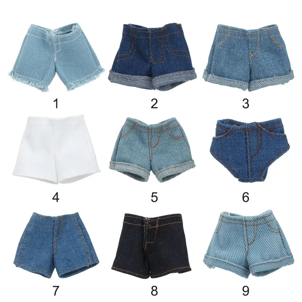 11.5 "Mode Bloemen Jeans Leren Broek Shorts Poppenkleertjes Voor Pop Broek Casual Draagt 1/6 BJD Poppen Accessoires Kinderen speelgoed