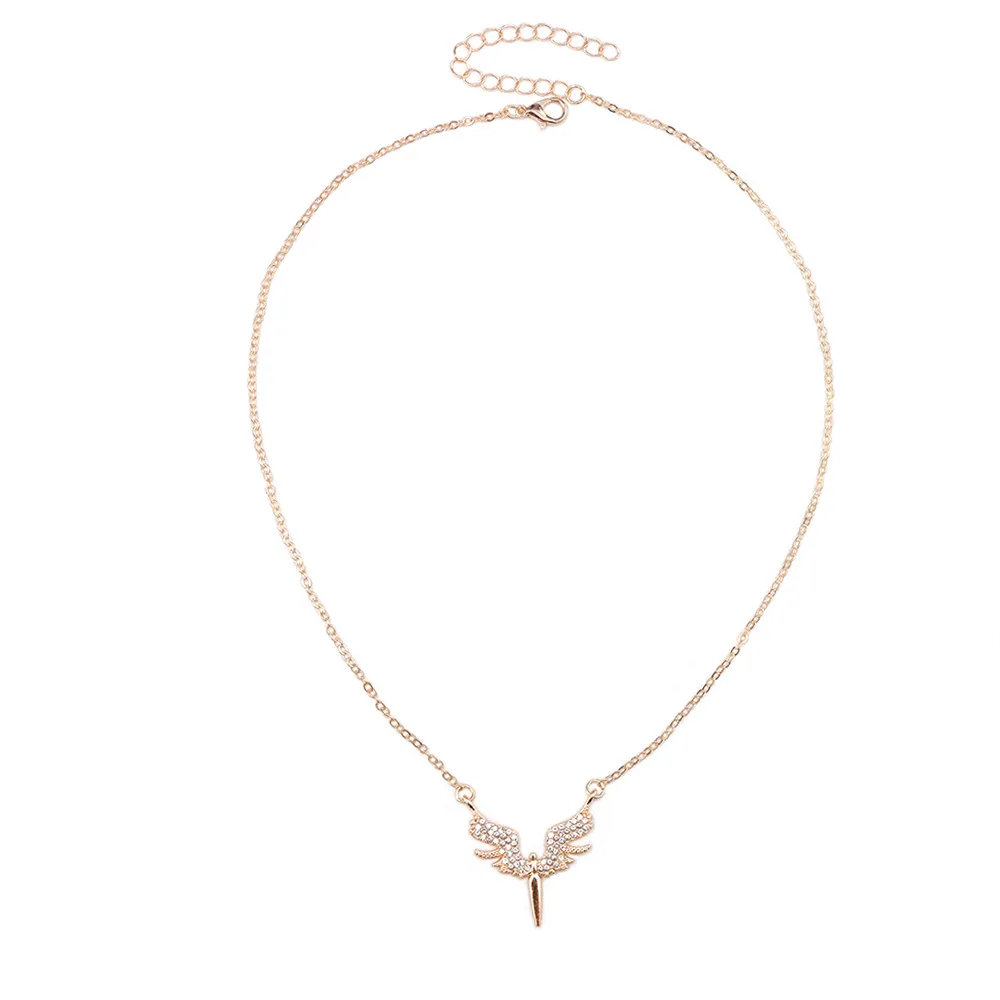 Angel Wings Pendant Necklace for Men Unisex Hip Hop Gothic Punk Clavicle Chain Trendy Classic Gold Silver Neck Jewelry Gift image 6