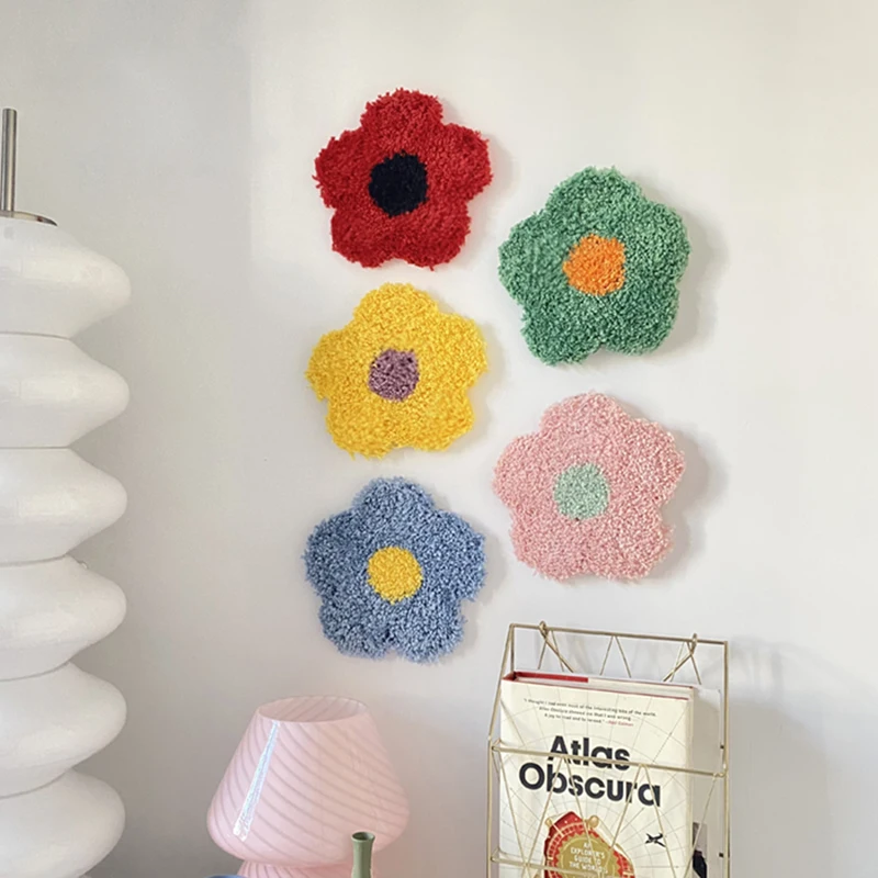 Handmade Tufted Coaster Floral Cup Holder Mat Drink Pad Mug Support Dining Room Decor Home Table Decoration Accessories 20cm