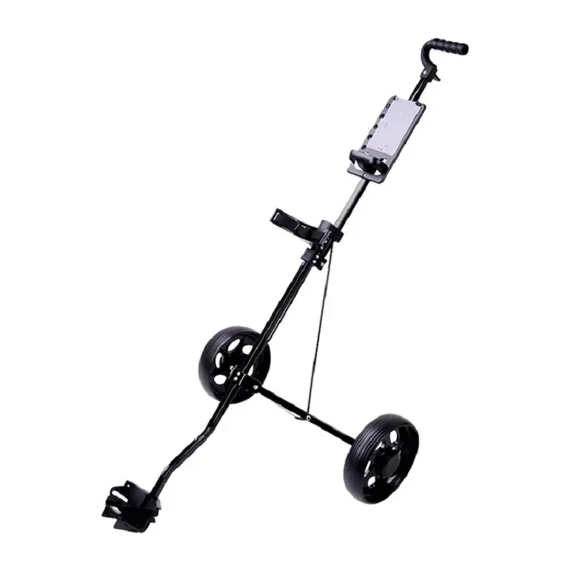 New Black Golf Pull Cart Iron Adjustable Golf Trolley 2 Wheels Push Pull Golf Cart Aluminium Alloy Foldable Trolley with Brake