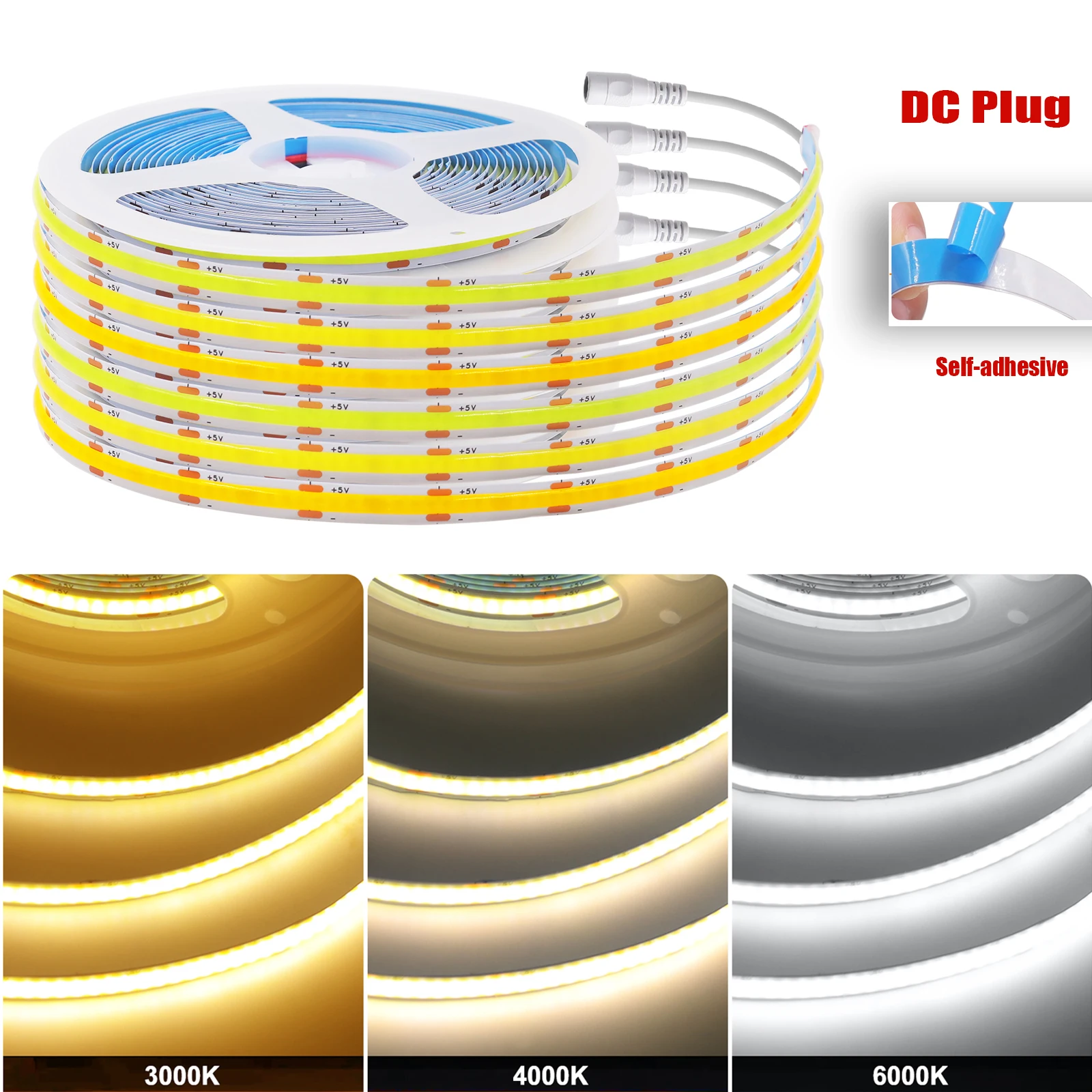 KISUFU DC5V USB COB Led Streifen Licht 8MM PCB Flexible Klebeband 320LEDs/m TV Hintergrund Beleuchtung Nacht Lampe 1- 5m Mit DC/2Pin Draht 4
