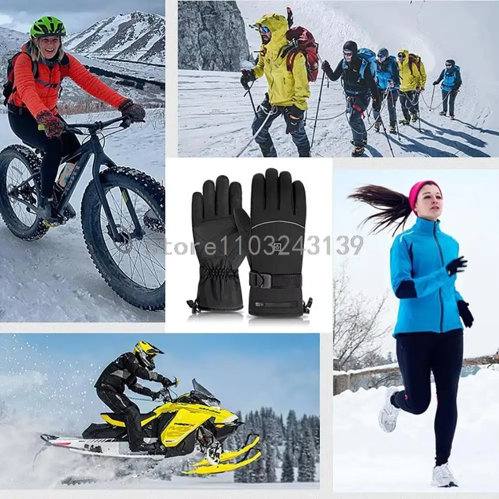 Heated Gloves Women Men Winter Warm Battery Case Heated Gloves Touch Screen Waterproof Skiing Heated Rechargeable Gloves