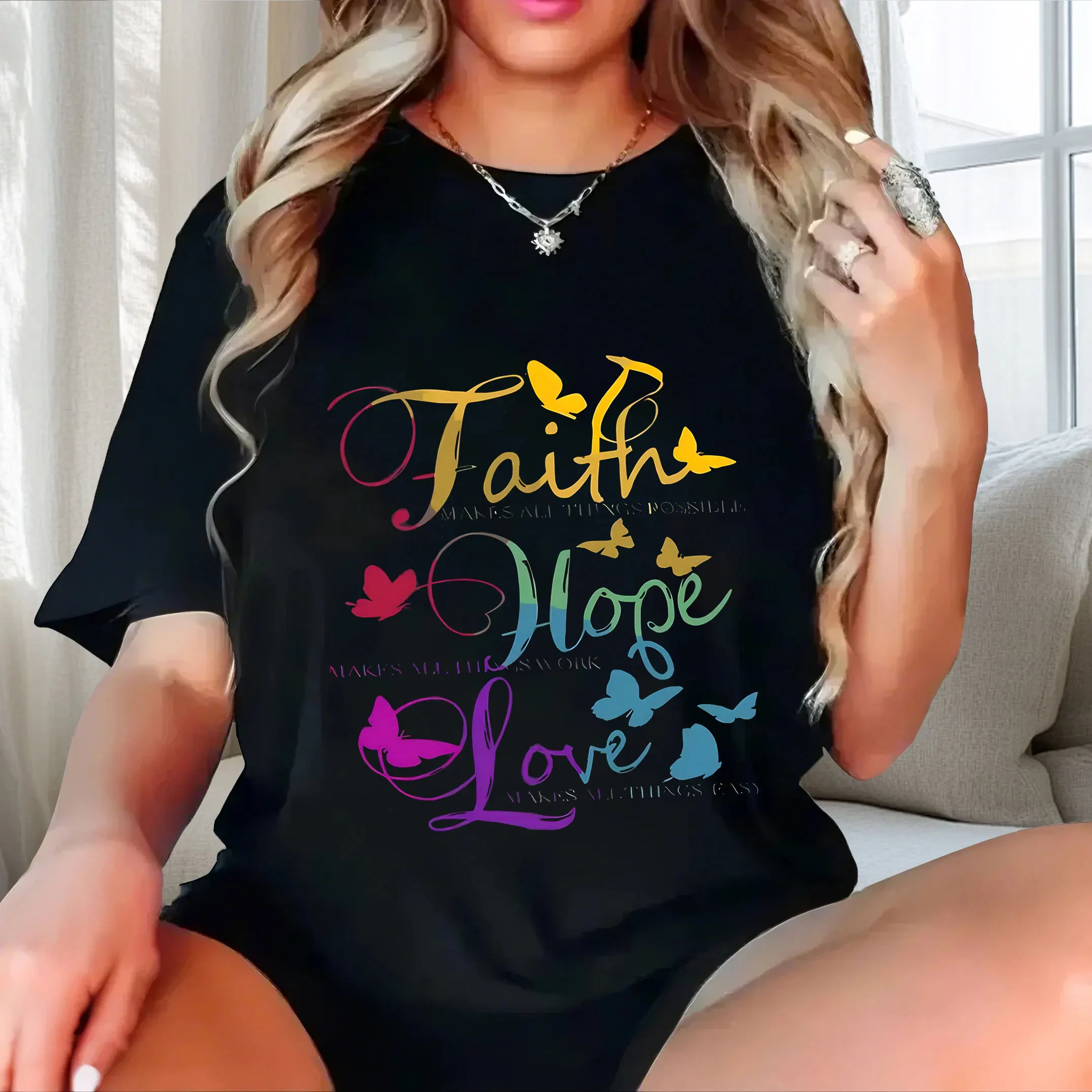 

Music Festival Eye catching King plus size Ladies' casual short sleeved T-shirt black