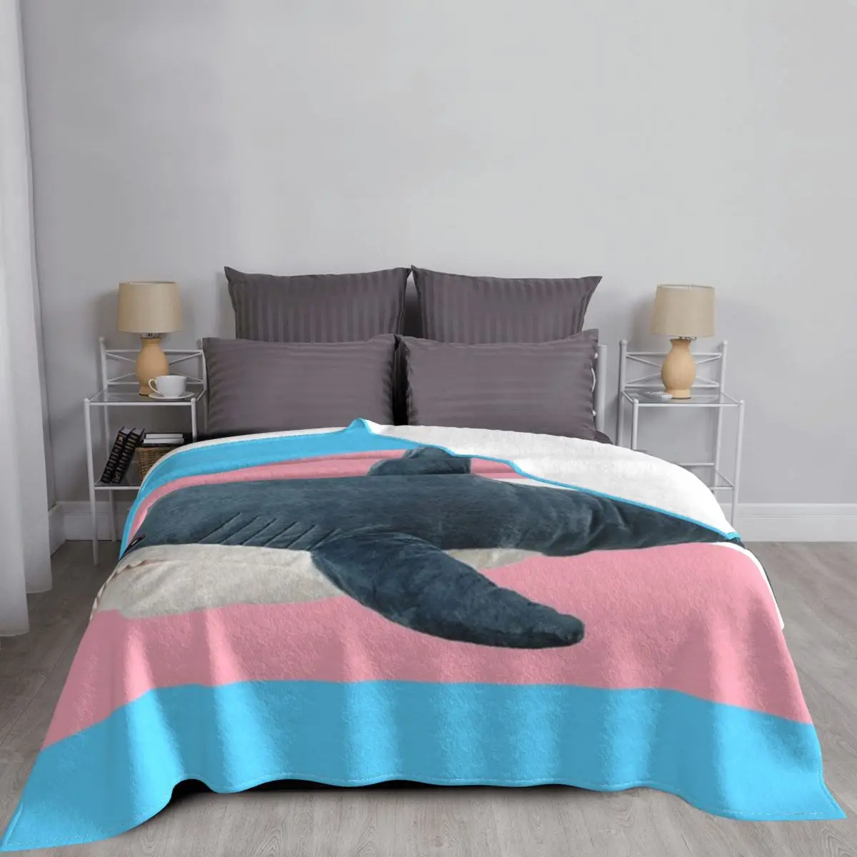 BLAHAJ SHARK TRANS FLAG Throw Blanket Soft Plaid Sofas Quilt Blanket Hairy Blanket