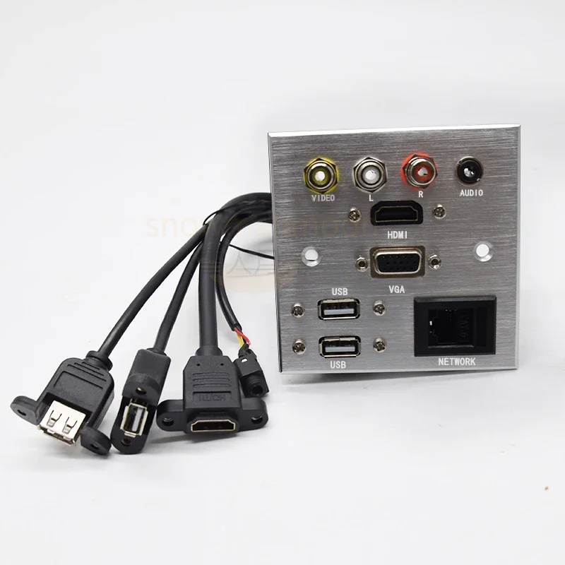 Aluminum alloy Welding free extension cord socket panel VIDEO L R AUDIO HDMI-compatible VGA USB NETWORK patch board  connector