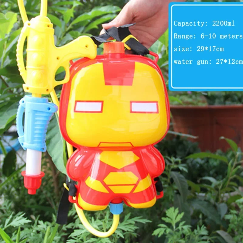 Disney Marvel figurka Iron Man plecak Spiderman pistolet na wodę Anime plaża kąpielowy dryfujący prezent urodzinowy dla dzieci